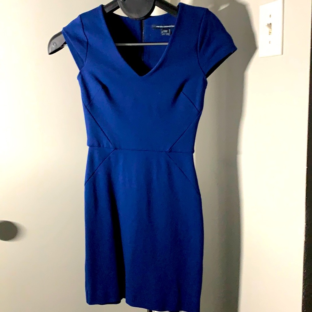 French Connection Blue Fitted Pencil Dress, Size 2